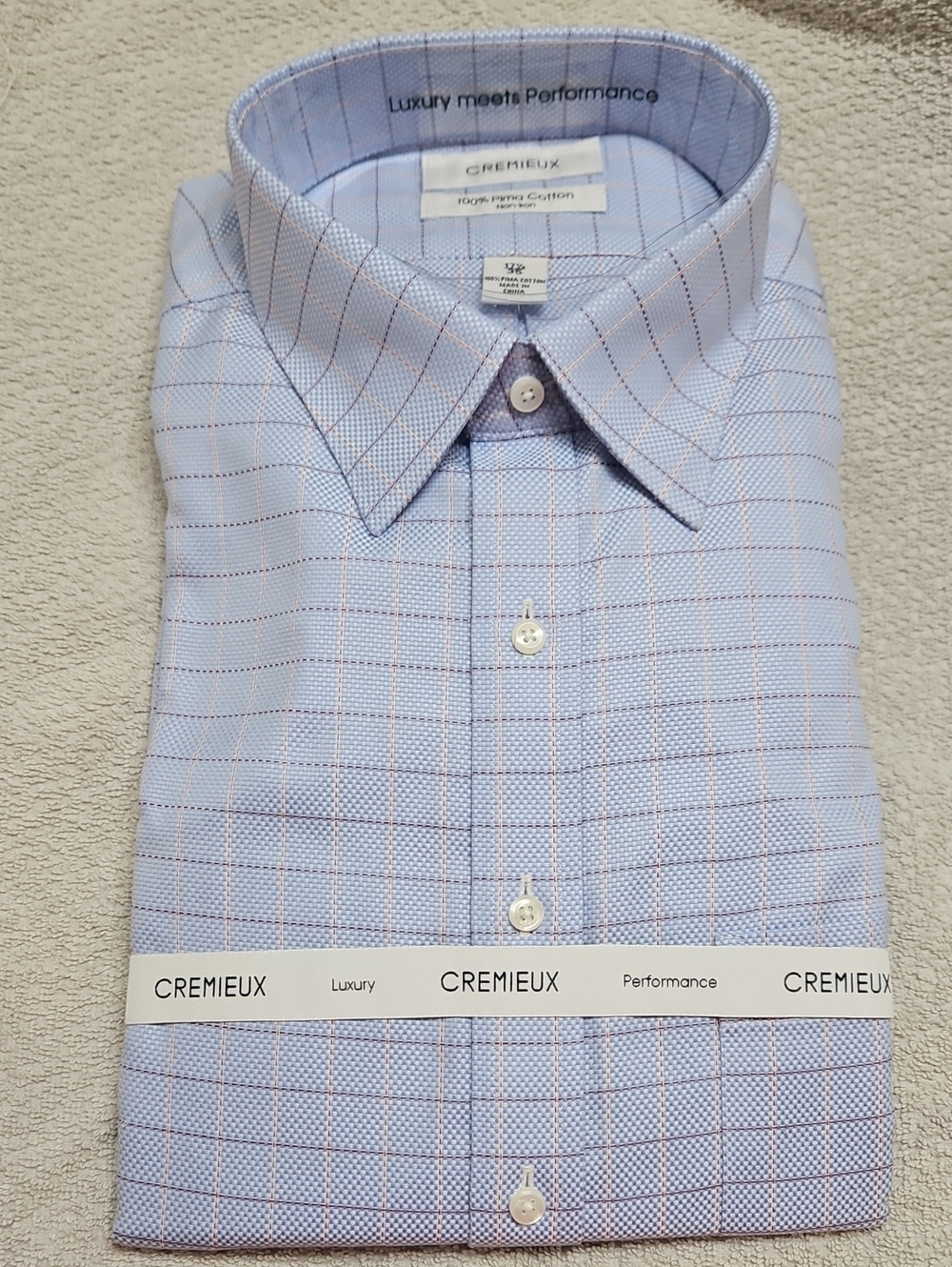 Cremieux Men's Light Blue Checked Dress Shirt